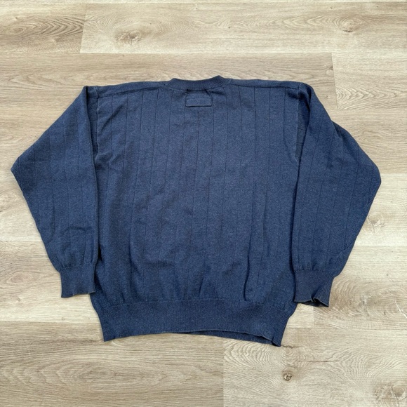Men's Vintage Eddie Bauer Sweater Navy Blue Knit M Preppy Fisherman Greek City - Picture 7 of 7